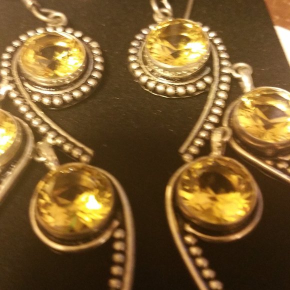 New Citrine Drop Earrings in Silver - Picture 4 of 4